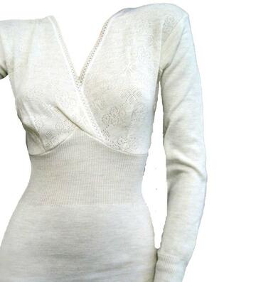 Maglia intima donna misto lana manica lunga scollo v Gicipi 155 con forma seno - SITE_NAME_SEO